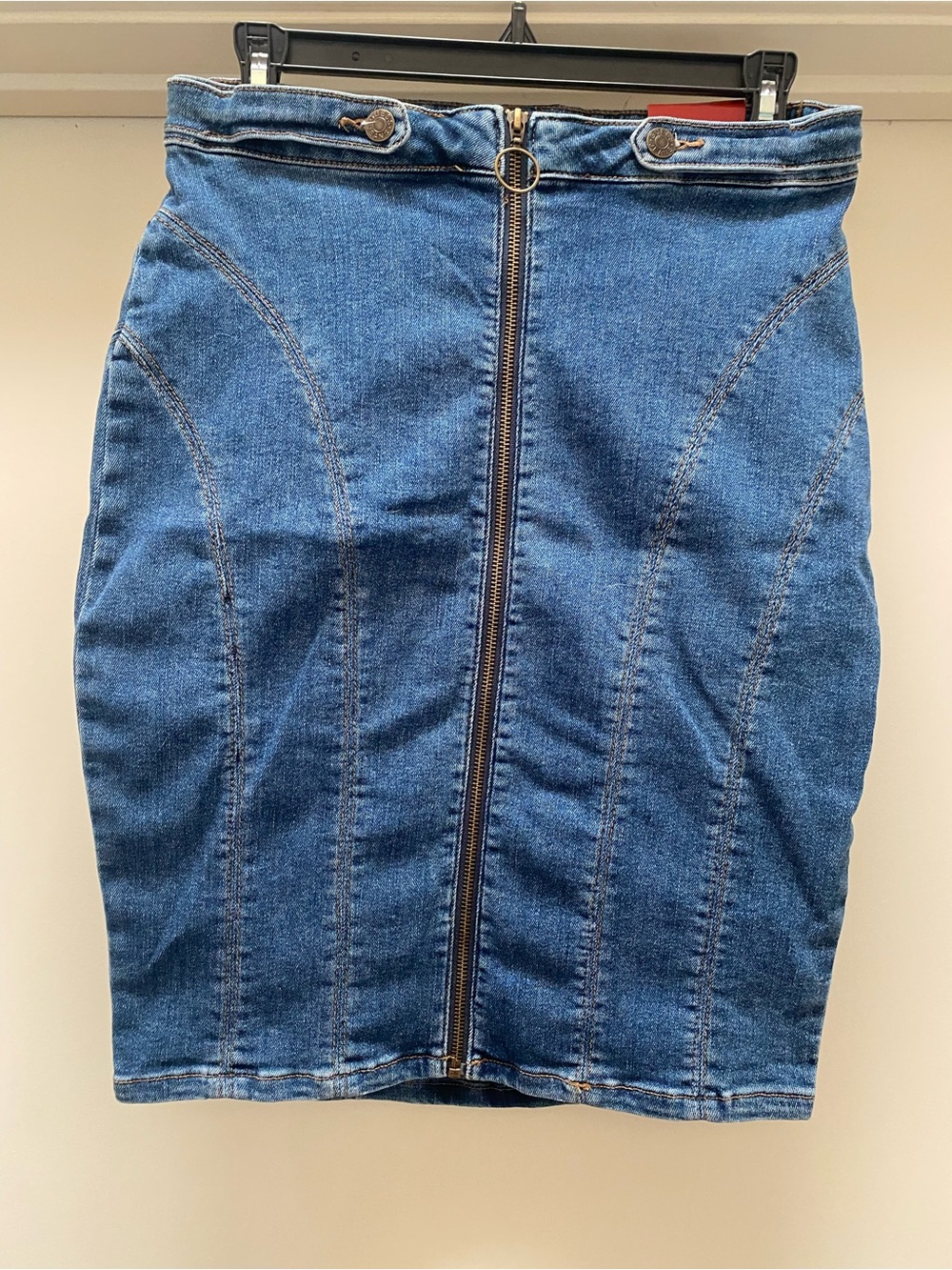 Guess Denim Zip-Front Pencil Skirt - Blue